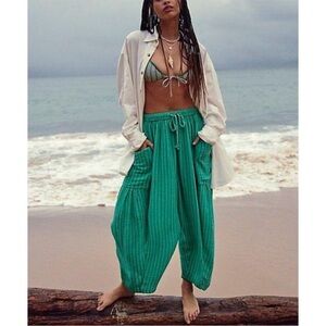 free people quinn pants green stripe